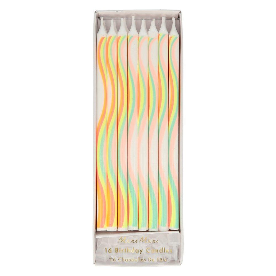 Neon Rainbow Swirl Candles