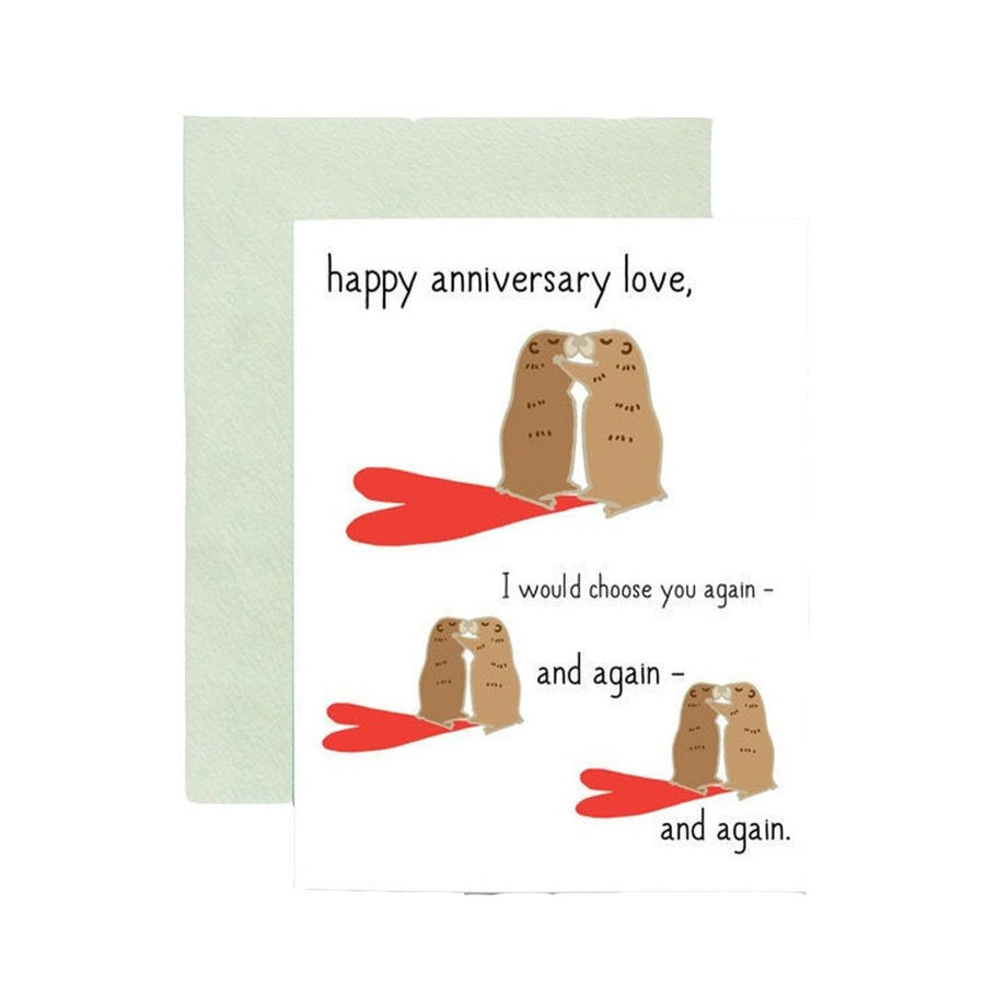 happy anniversary groundhog love greeting card