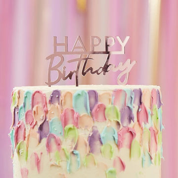 Rose Gold Happy Birthday Cake Topper