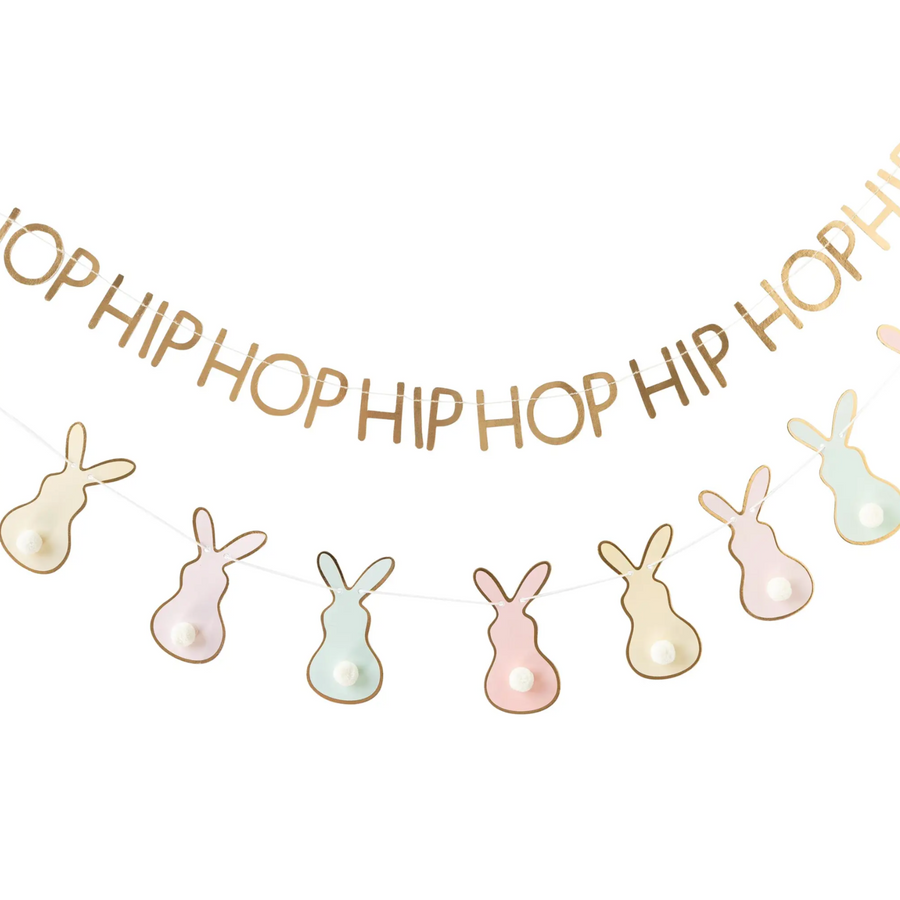 Pastel Bunny Pom Pom Easter Banner