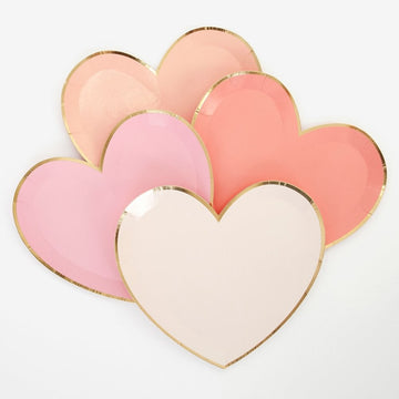 Pink Tone Heart Plates - Large