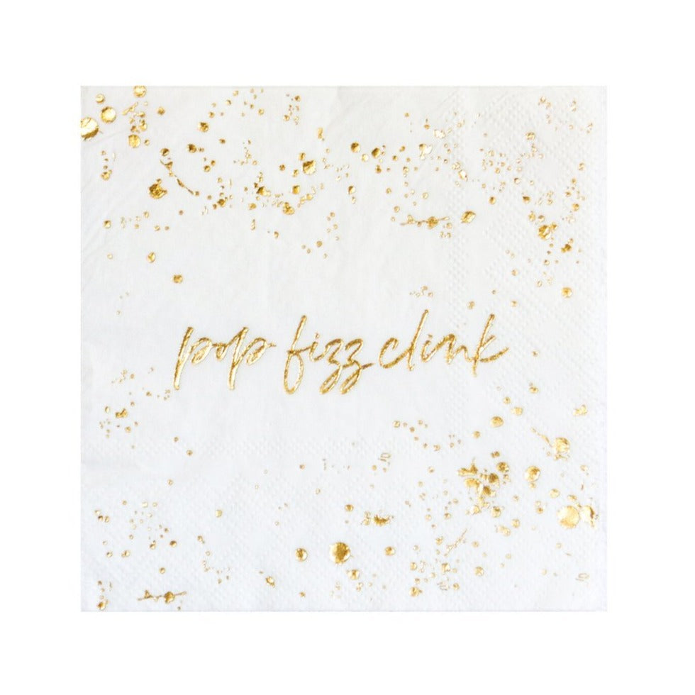 pop fizz clink white napkins