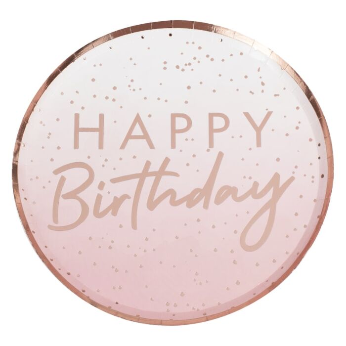 Birthday Rose Gold Ombre Plates