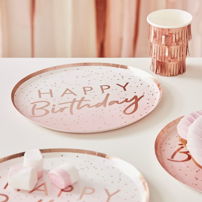 Birthday Rose Gold Ombre Plates