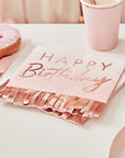 Rose Gold Fringe Birthday Napkins