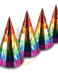 Rainbow Foil Fringe Party Hats
