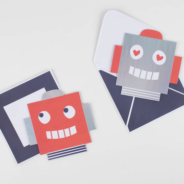 Robot Concertina Valentine Cards & Stickers (Set of 12)