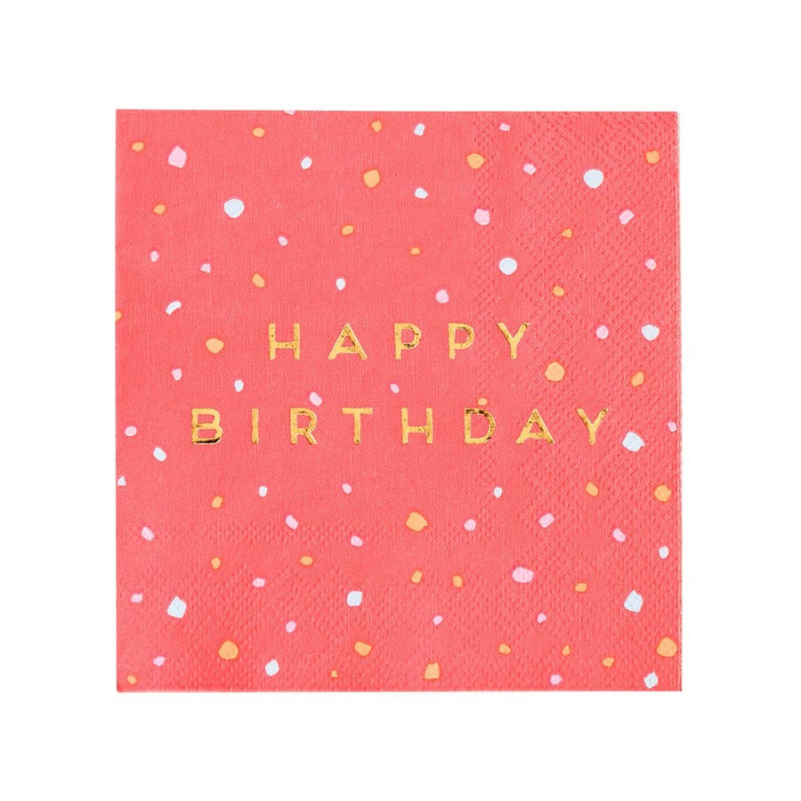 Pink Happy Birthday Confetti Napkins