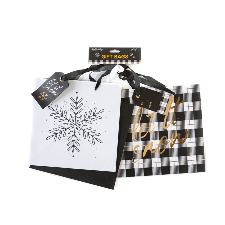 Snowflakes Large Gift Bags - Set of 3