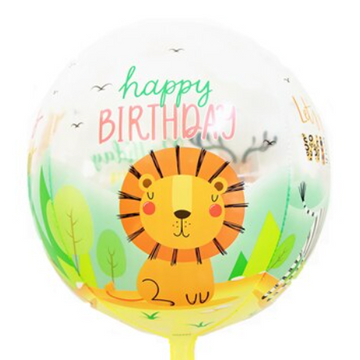 Safari Party Happy Birthday Clear Balloon