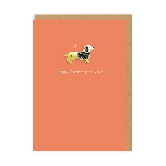 Sausage Dog Enamel Pin Card