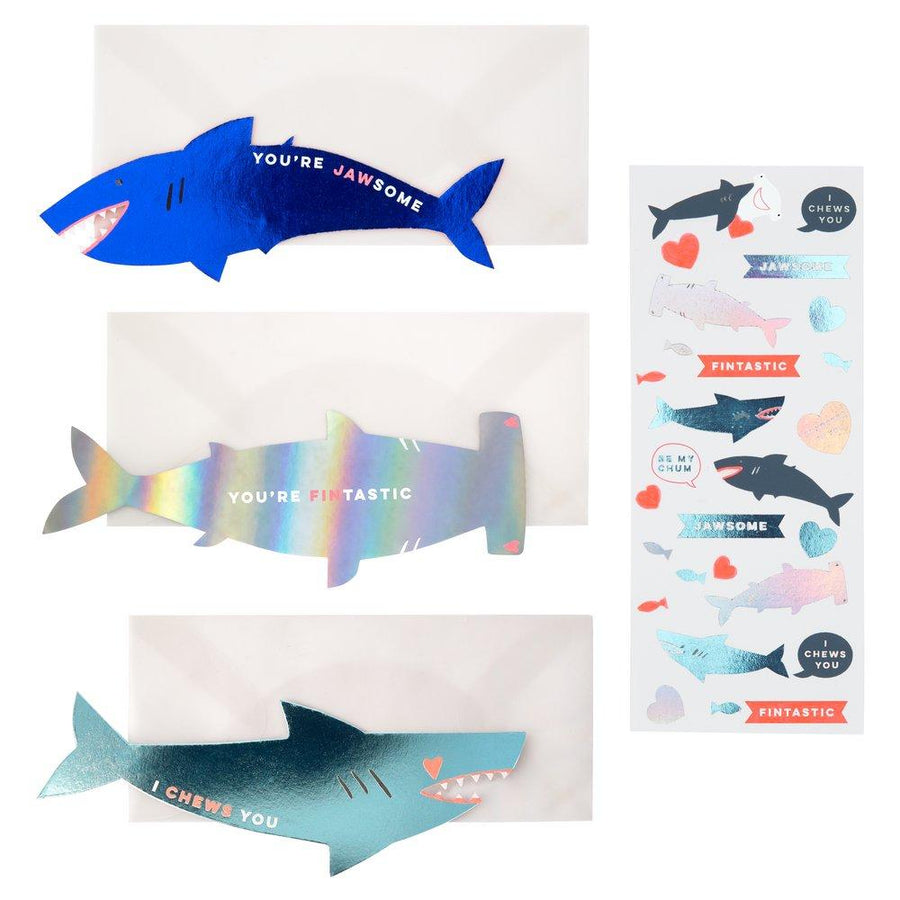 Shark Stickers Valentine's Notes (Set of 24)