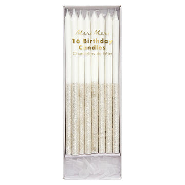 Silver Glitter Dipped Candles