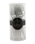 Silver Glitter Plastic Mini Forks