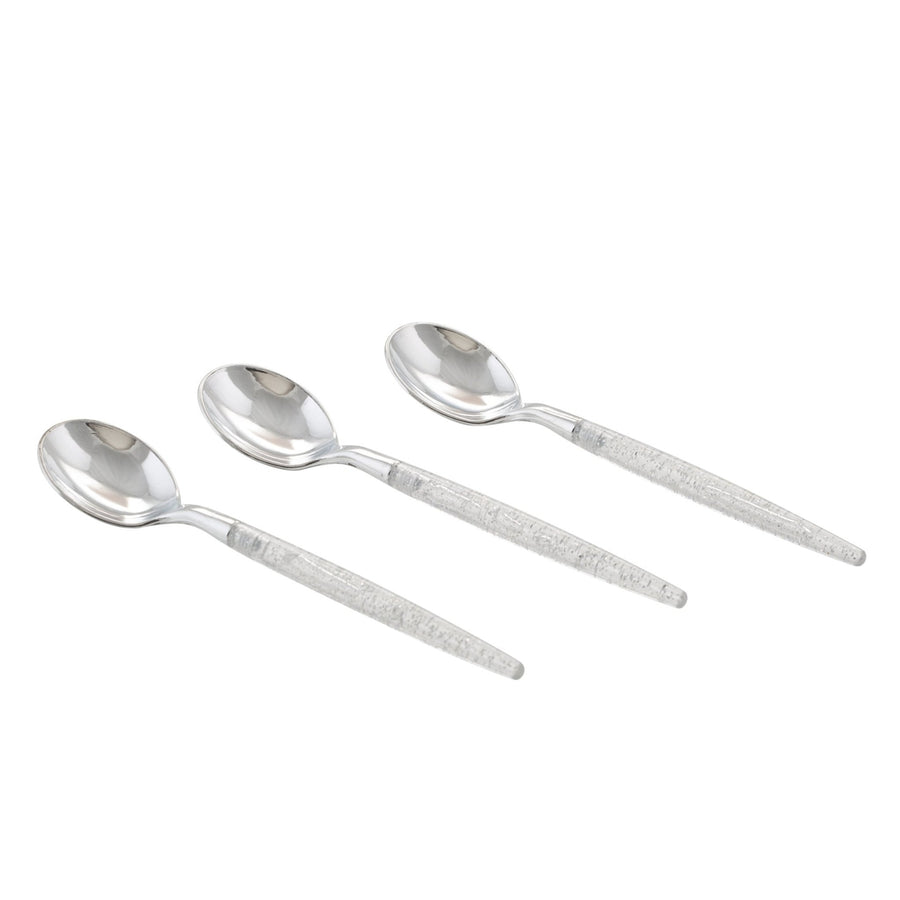 Silver Glitter Plastic Mini Spoons