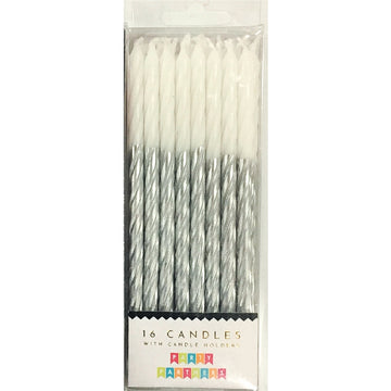 Silver Metallic Dipped Spiral Candles