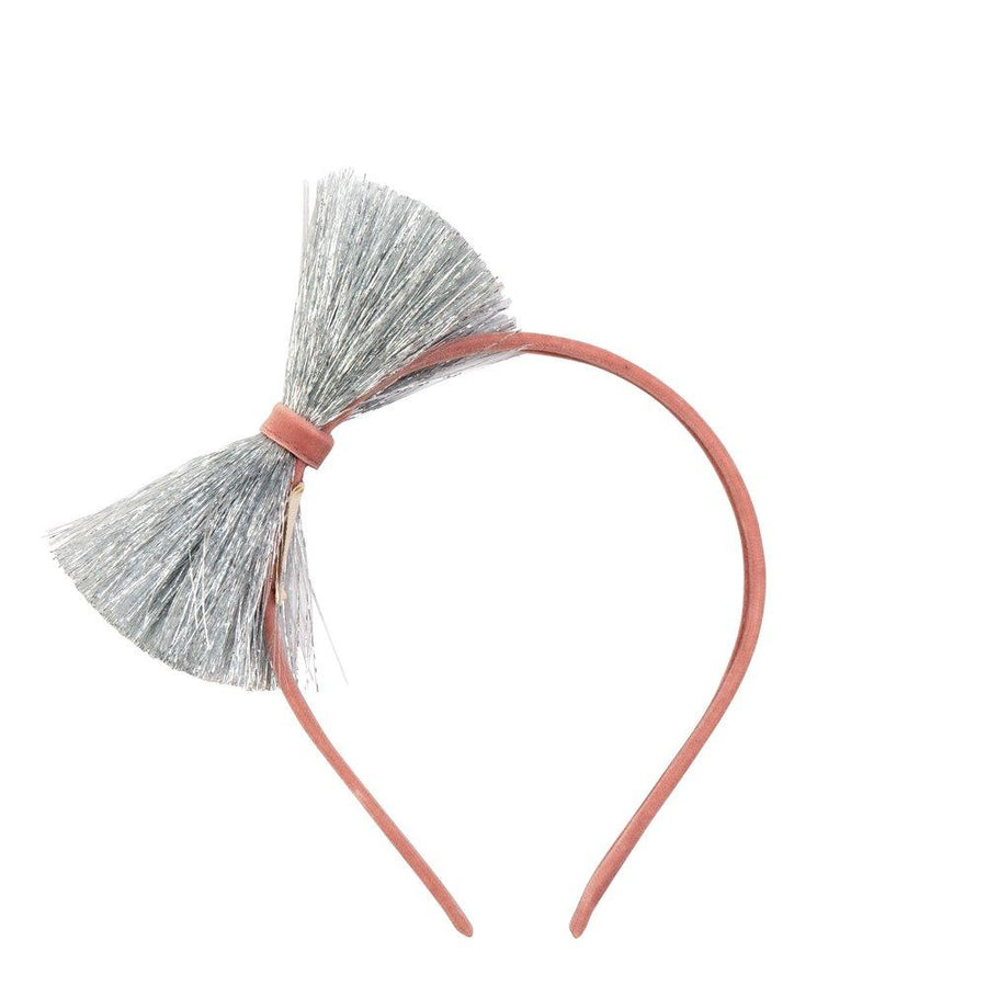 Silver Tinsel Bow Headband