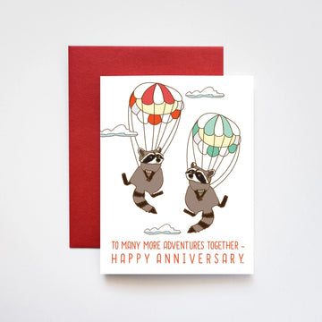 Sky Diving Raccoons Anniversary Card