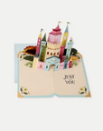 greeting card opens up with a castle pop up