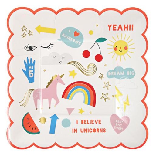 unicorn icons paper plates