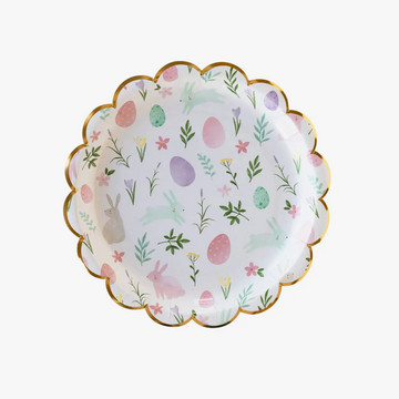 Watercolor Scatter and Bunny Round Plates