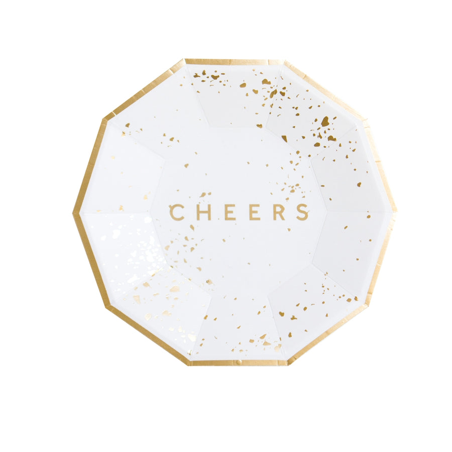 White and Gold Cheers Small Plates