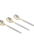White and Gold Plastic Mini Spoons