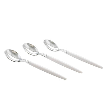White and Silver Plastic Mini Spoons