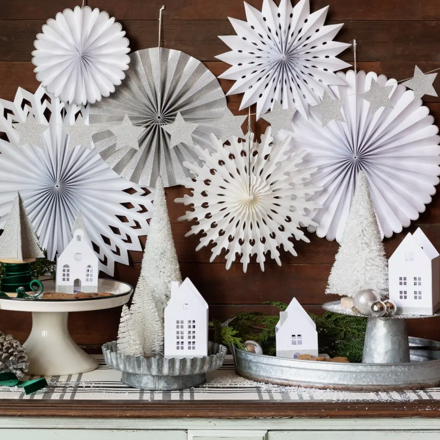 Winter White 3D Tabletop Paper Houses