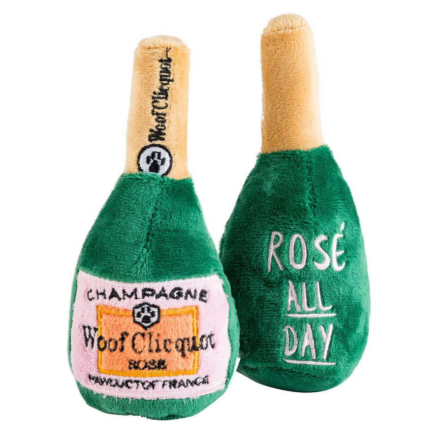 Woof Clicquot Dog Toy - Rose Champagne Bottle