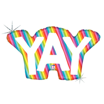 rainbow yay text balloon