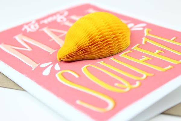 honeycomb lemon pop-up greeting card