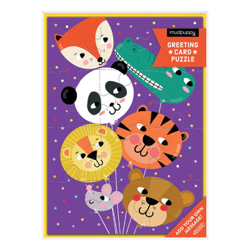 Animal Balloons Puzzle Greeting Card