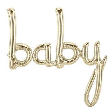 BABY Script Letter Balloon - White Gold