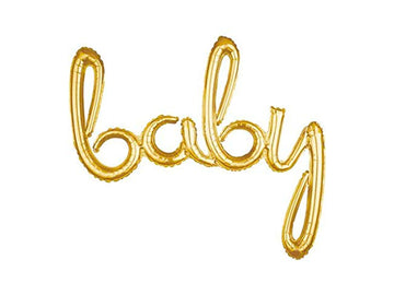 BABY Script Letter Balloon - Gold