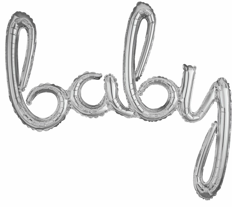 BABY Script Letter Balloon - Silver