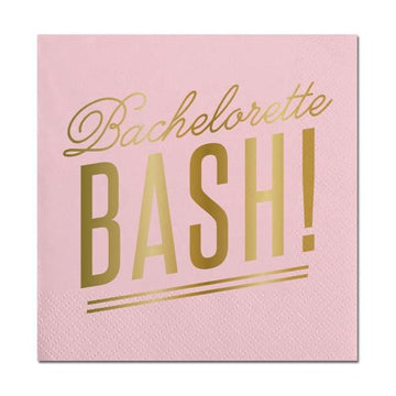 bachelorette bash gold and pink napkins