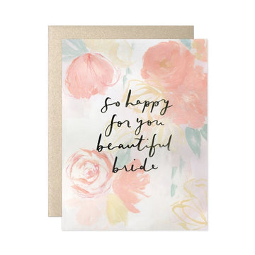 so happy for you beautiful bride floral greeting card
