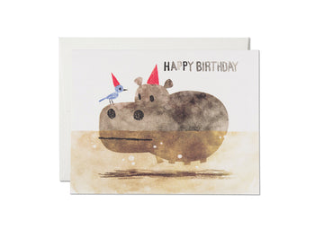 Bird and Hippo Birthday Card