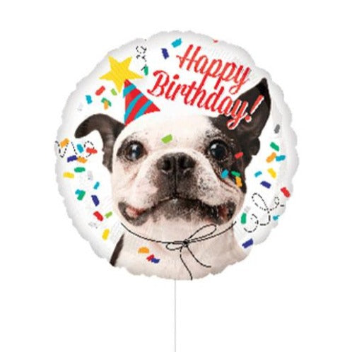 round circle happy birthday dog balloon
