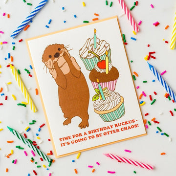 otter cupcakes birthday greeting card