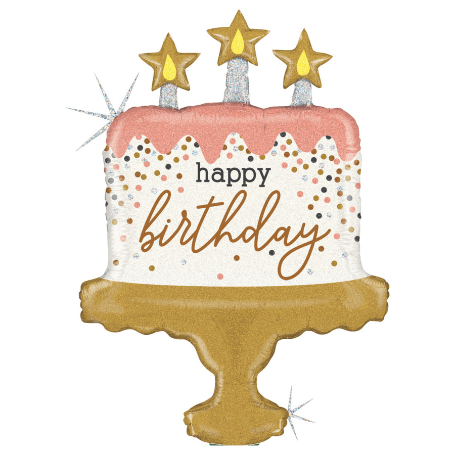 Happy Birthday Rose Gold Confetti Cake Balloon