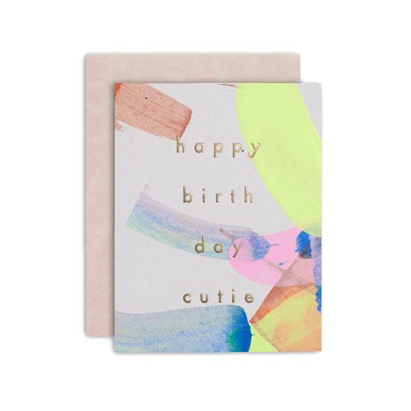 Birthday Cutie Hand Painted Flat Card