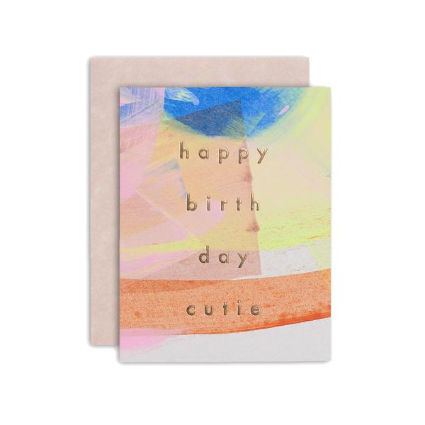Birthday Cutie Hand Painted Flat Card