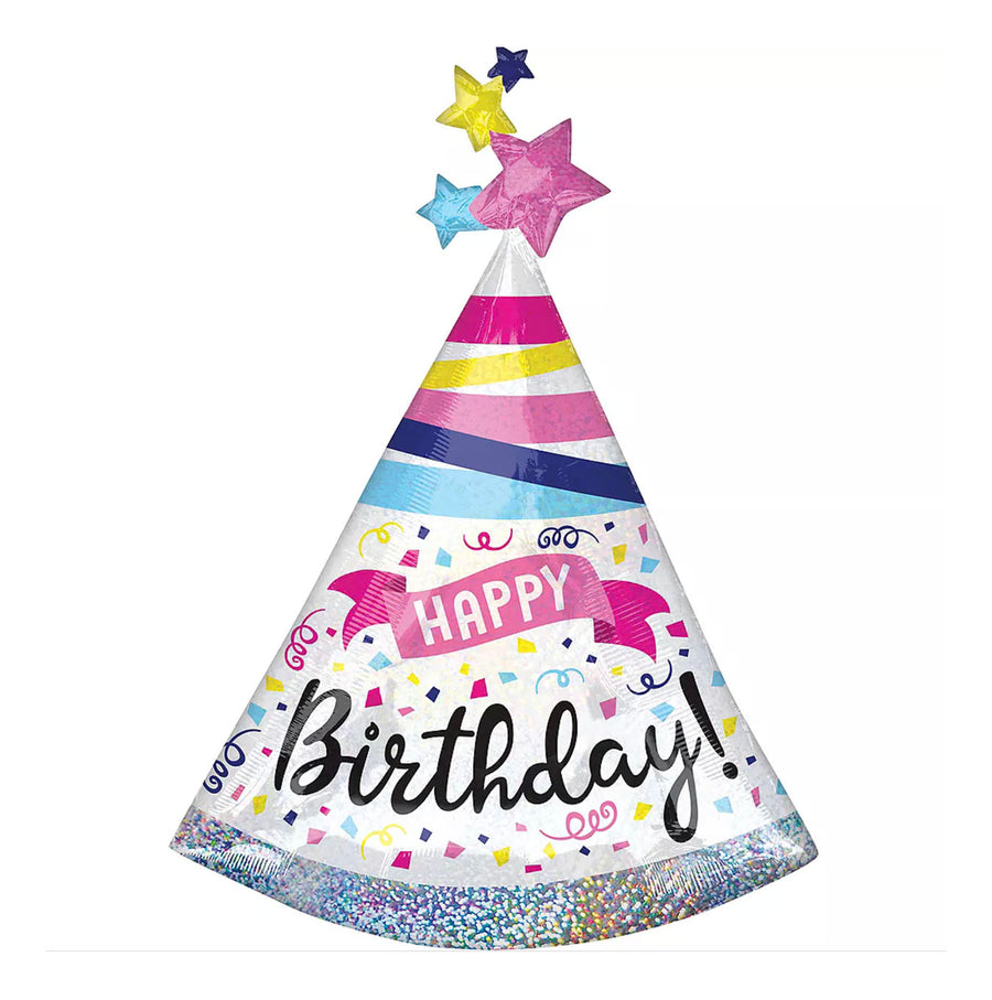 Pink and Blue Party Hat Birthday Balloon