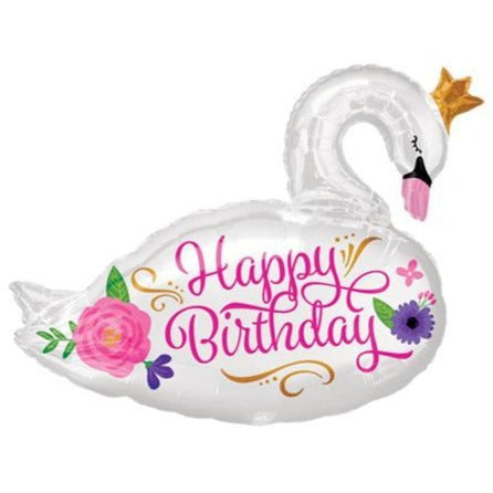 swan princess happy birthday balloon