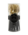 Black and Gold Plastic Mini Forks