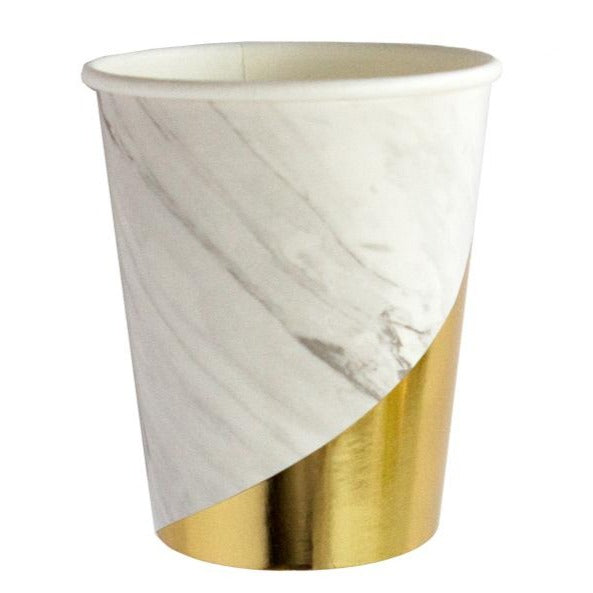 white marble gold color blocked paper cups