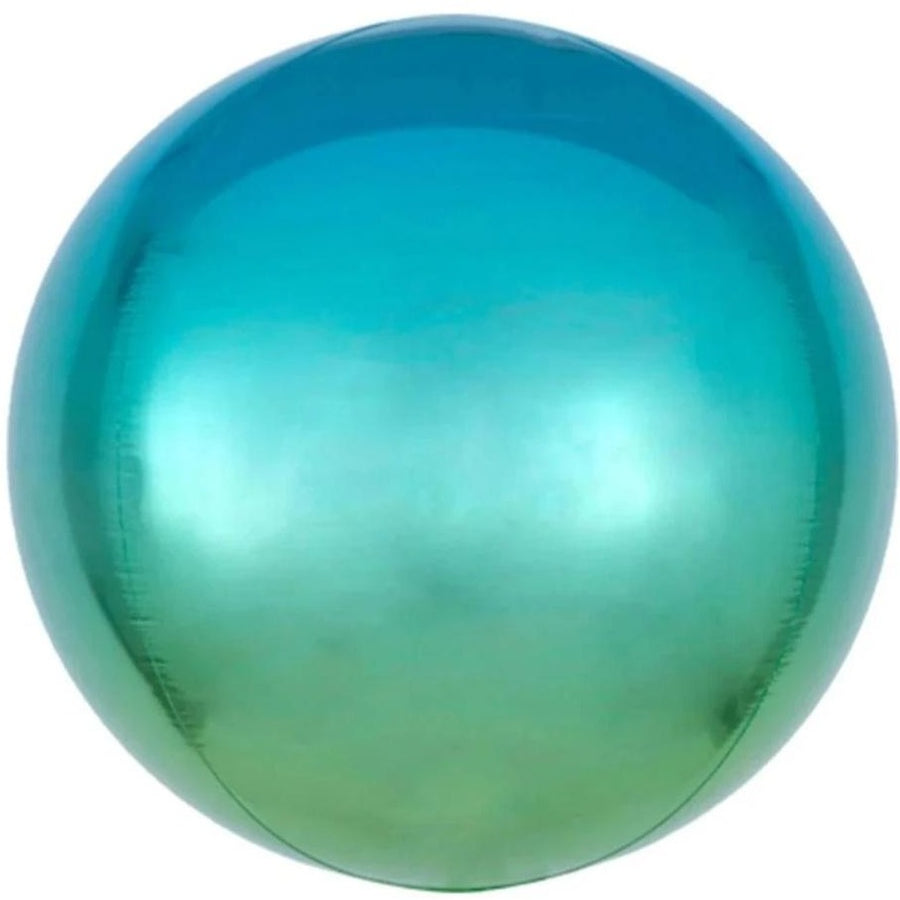 blue green ombre round orb balloon