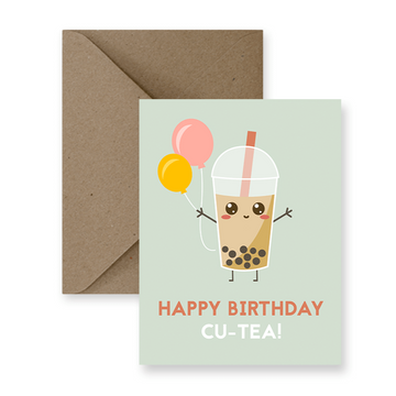 happy birthday cute boba tea pun greeting card